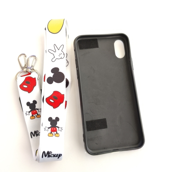 iPhone X/XS Mickey Mouse Soft shell Phone case cover w/ Lanyard Strap - Picture 2 of 2